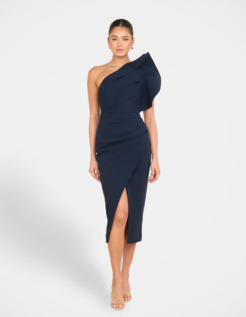 Elise Asymmetric Midi Dress